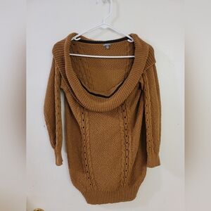 Charlotte Russe Camel Off The Shoulder Sweater